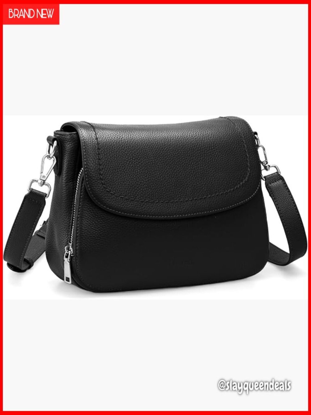 Genuine Leather Crossbody Bag with RFID Wallet - Medium Saddle Purse